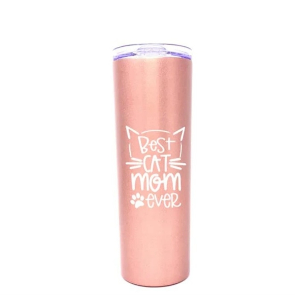 Brooke and Jess Other - Best Cat Mom 20 oz Rose Gold Skinny Tumbler
